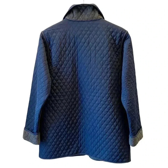 Vintage Quilted Barn Jacket Utility Chore Coat Reversible Blue Grey Small - Picture 3 of 16